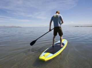  On the stand up board paddle 